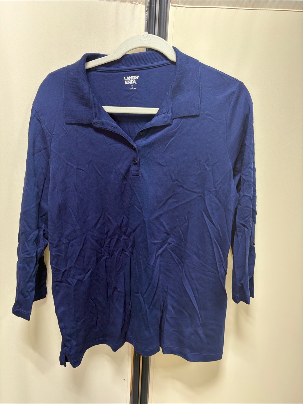 Lands' End Women's Navy Long-Sleeve Polo Top